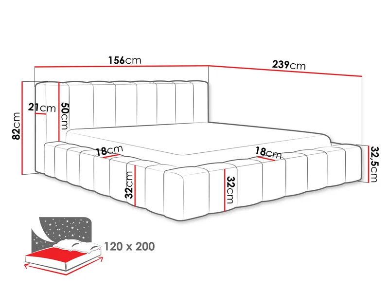 Orvinel Sengeramme 120x200 cm med Oppbevaring - Beige - Møbler - Senger - Sengeramme & sengestamme