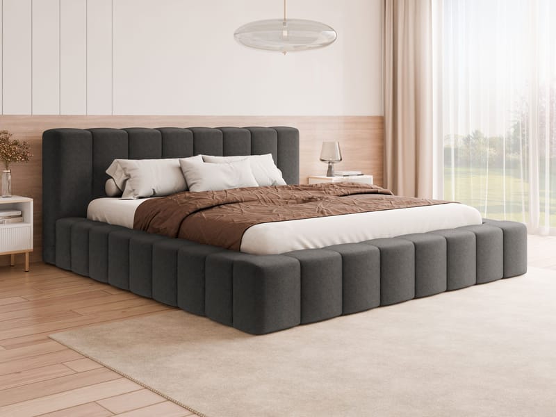 Orvinel Sengeramme 120x200 cm med Oppbevaring - Grå - Møbler - Senger - Sengeramme & sengestamme