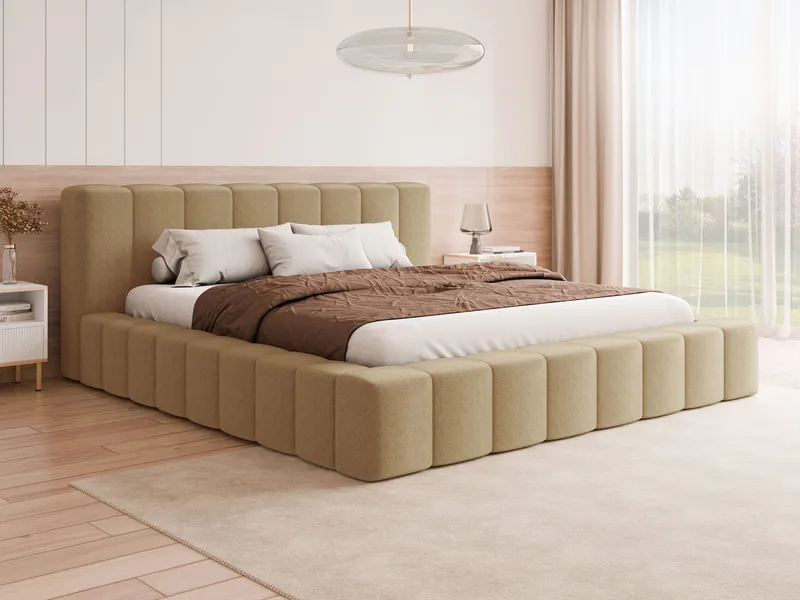 Orvinel Sengeramme 120x200 cm med Oppbevaring - Mørk beige - Møbler - Senger - Sengeramme & sengestamme