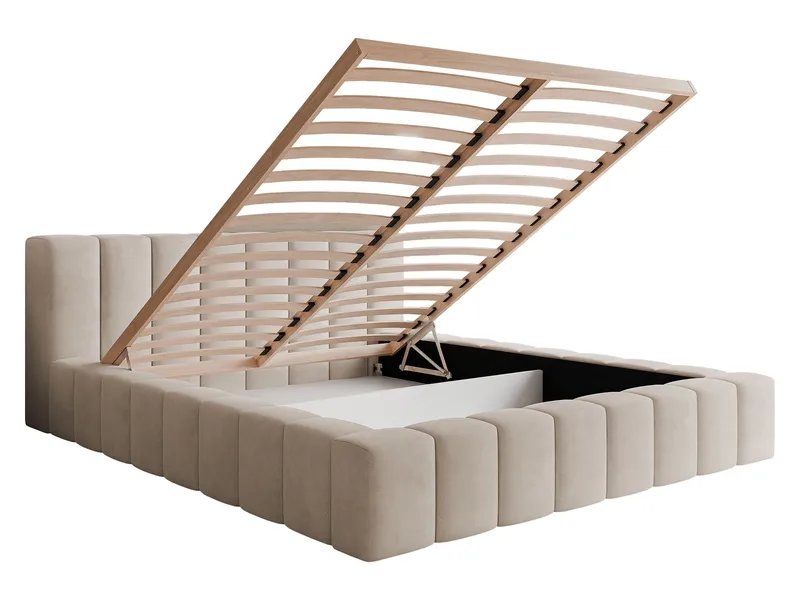 Orvinel Sengeramme 160x200 cm med Oppbevaring - Beige - Møbler - Senger - Sengeramme & sengestamme