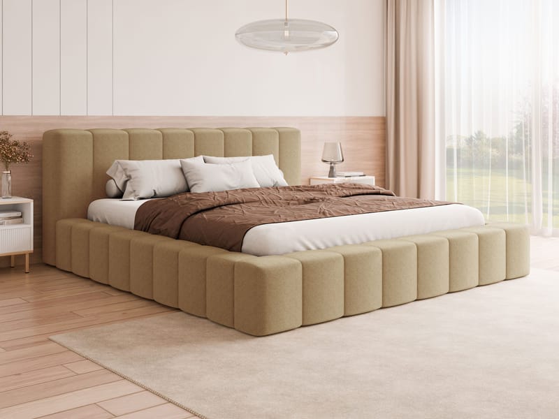 Orvinel Sengeramme 160x200 cm med Oppbevaring - Mørk beige - Møbler - Senger - Sengeramme & sengestamme