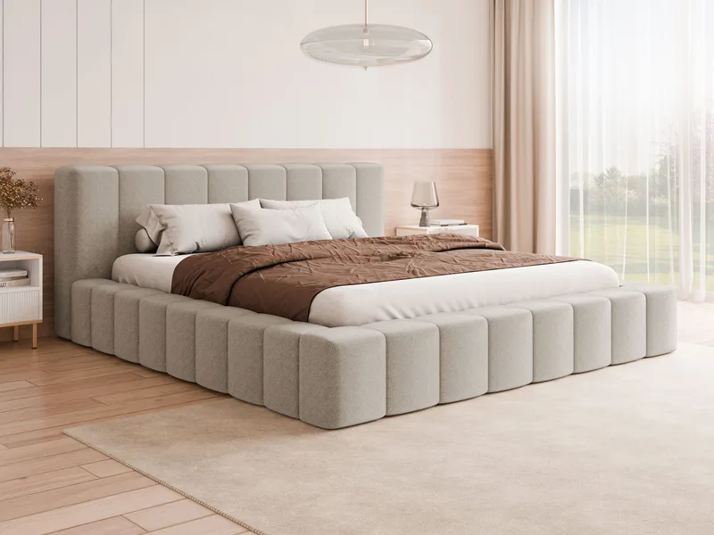 Orvinel Sengeramme 200x200 cm med Oppbevaring - Beige - Møbler - Senger - Sengeramme & sengestamme