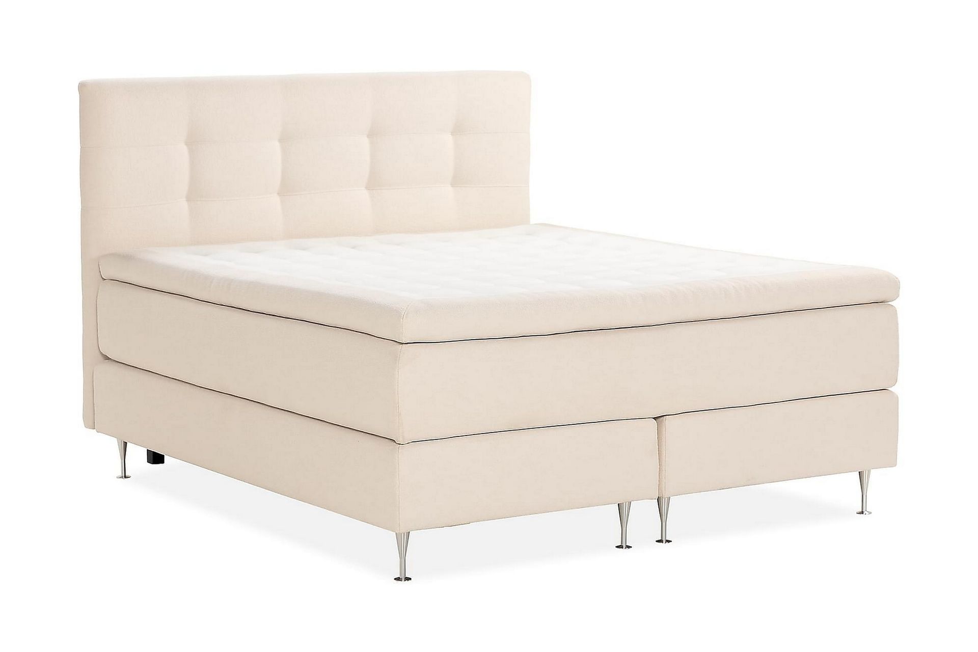 Oslo Lyx Komplett Sengpakke 180x200 cm med Knapper Sengegavl + Madrassbeskytter - Beige - Møbler - Senger - Komplett sengepakke