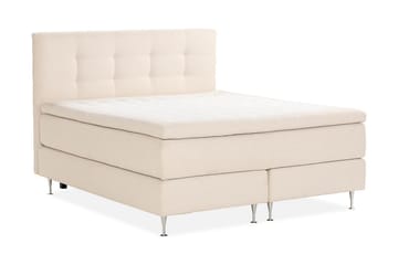 Oslo Lyx Komplett Sengpakke 180x200 cm med Knapper Sengegavl + Madrassbeskytter - Beige - Møbler - Senger - Komplett sengepakke