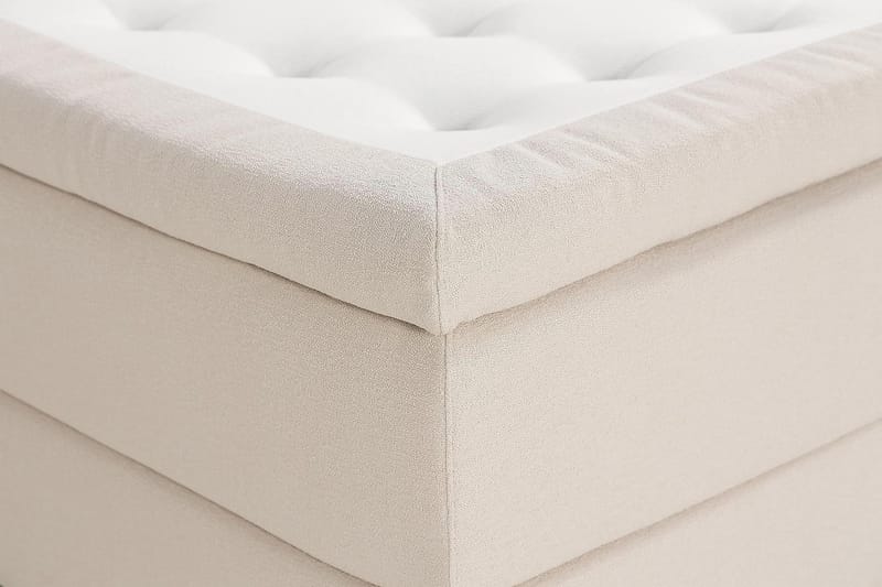 Oslo Lyx Sengepakke Boucle 120x200 Knappad Gavl + Madrassbeskytter - Lysebeige - Møbler - Senger - Komplett sengepakke