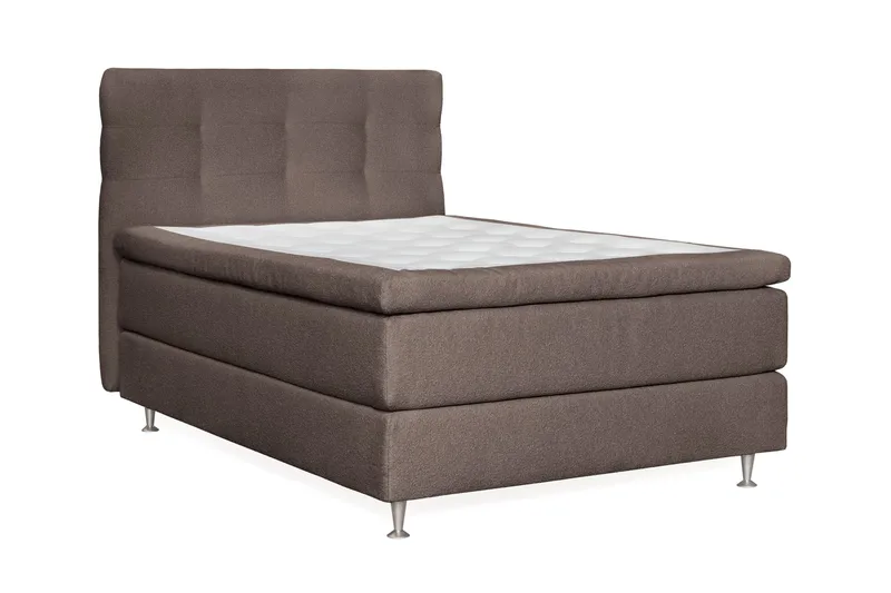 Oslo Lyx Sengpakke Kontinentalseng 140x200 cm Knappet Sengegavl - Lys brun - Møbler - Senger - Kontinentalsenger