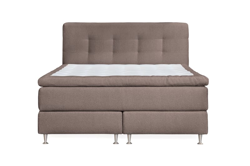 Oslo Lyx Sengpakke Kontinentalseng 180x200 cm Knappet Sengegavl, Lys brun