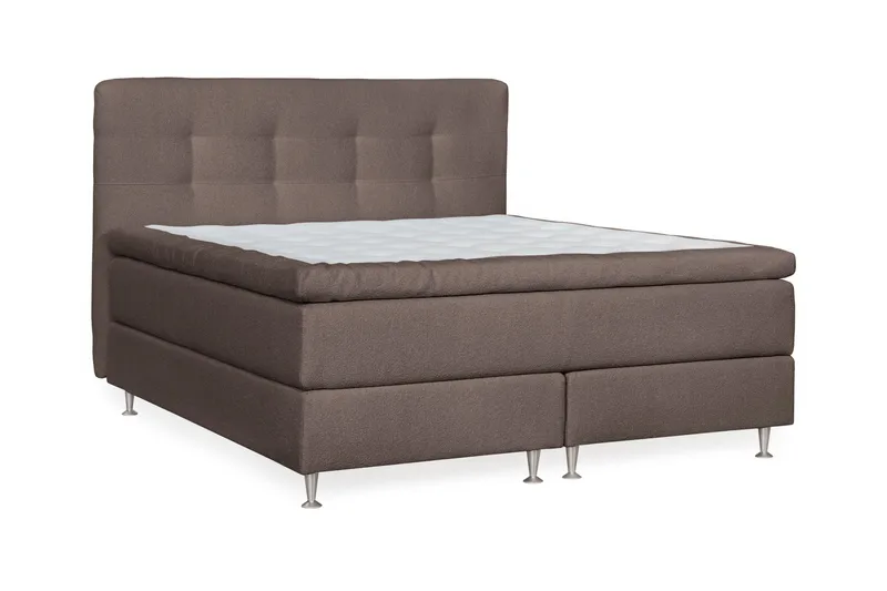 Oslo Lyx Sengpakke Kontinentalseng 180x200 cm Knappet Sengegavl - Lys brun - Møbler - Senger - Kontinentalsenger