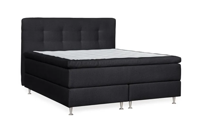 Oslo Lyx Sengpakke Kontinentalseng 180x200 cm Knappet Sengegavl - Svart - Møbler - Senger - Kontinentalsenger