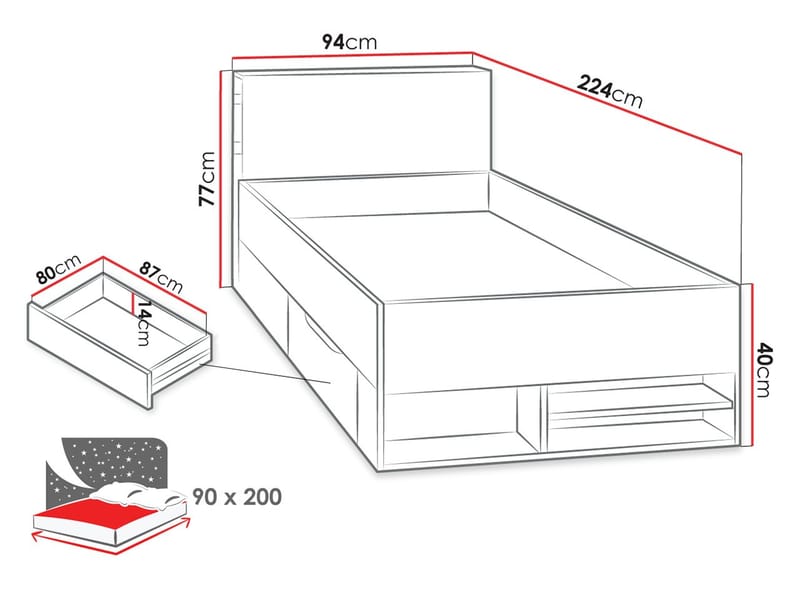 Planeta Sengeramme 90x200 cm - Møbler - Senger - Sengeramme & sengestamme