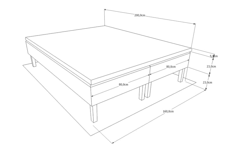 Prime Komplett Sengepakke 160x200 cm - Mørkegrå - Møbler - Senger - Komplett sengepakke