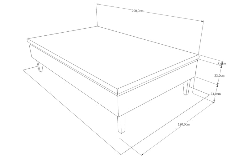 Prime Rammeseng 120x200 Ancona - Grå - Møbler - Senger - Enkeltsenger