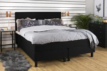 Princess Kontinentalseng 180x200 cm i Stoff med Fasthetsgrad Medium / Fast - Svart - Møbler - Senger - Komplett sengepakke