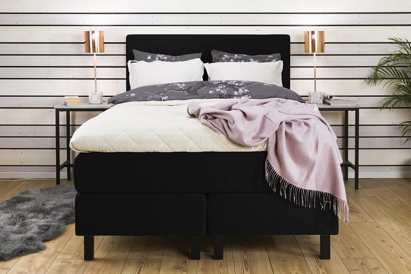 Princess Sengepakke – Kontinentalseng 120x200 cm i Stoff med Overmadrass med Fasthetsgrad Medium - Svart - Møbler - Senger - Enkeltsenger