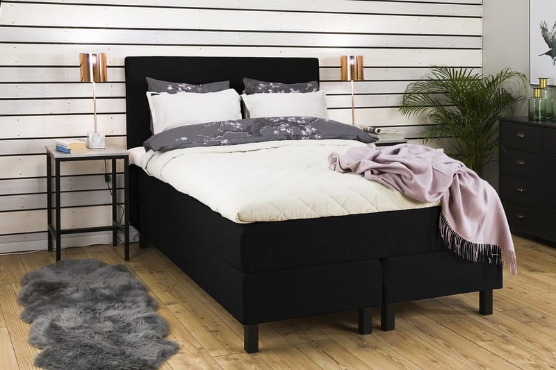 Princess Sengepakke – Kontinentalseng 120x200 cm i Stoff med Overmadrass med Fasthetsgrad Medium - Svart - Møbler - Senger - Enkeltsenger