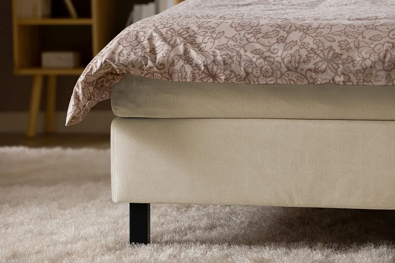 Princess Sengepakke – Kontinentalseng 140x200 cm med Sengegavl + Overmadrass - Beige - Møbler - Senger - Kontinentalsenger
