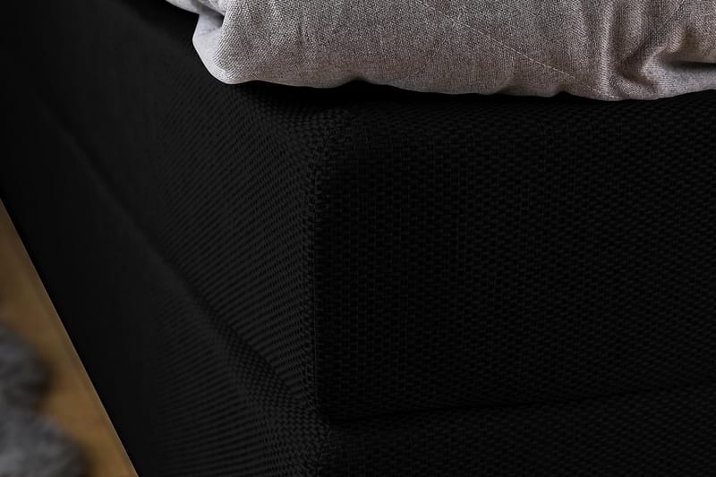 Princess Sengepakke – Kontinentalseng 160x200 cm i Stoff med Sengegavl + Overmadrass med Fasthetsgrad Medium - Svart - Møbler - Senger - Kontinentalsenger