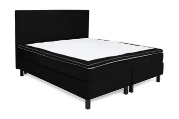 Princess Sengepakke – Kontinentalseng 160x200 cm i Stoff med Sengegavl + Overmadrass med Fasthetsgrad Medium - Svart - Møbler - Senger - Kontinentalsenger