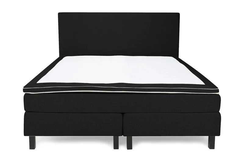 Princess Sengepakke – Kontinentalseng 160x200 cm i Stoff med Sengegavl + Overmadrass med Fasthetsgrad Medium, Svart