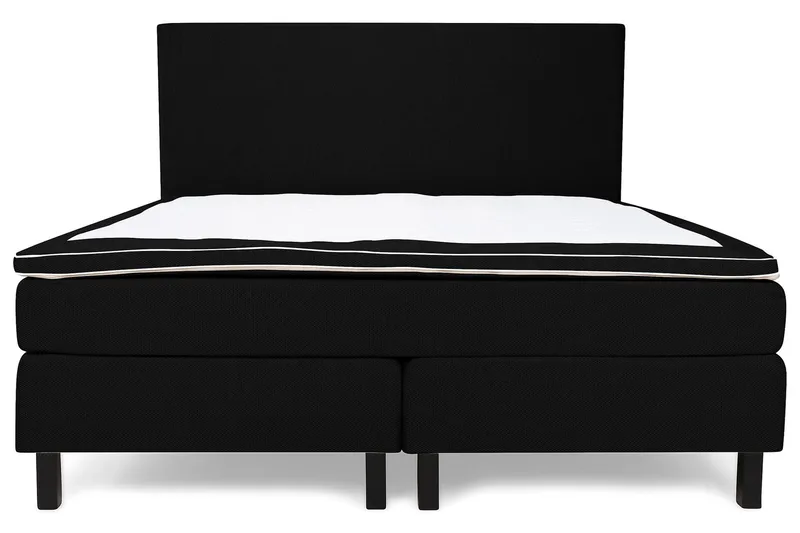 Princess Sengepakke – Kontinentalseng 160x200 cm i Stoff med Sengegavl + Overmadrass med Fasthetsgrad Medium - Svart - Møbler - Senger - Kontinentalsenger