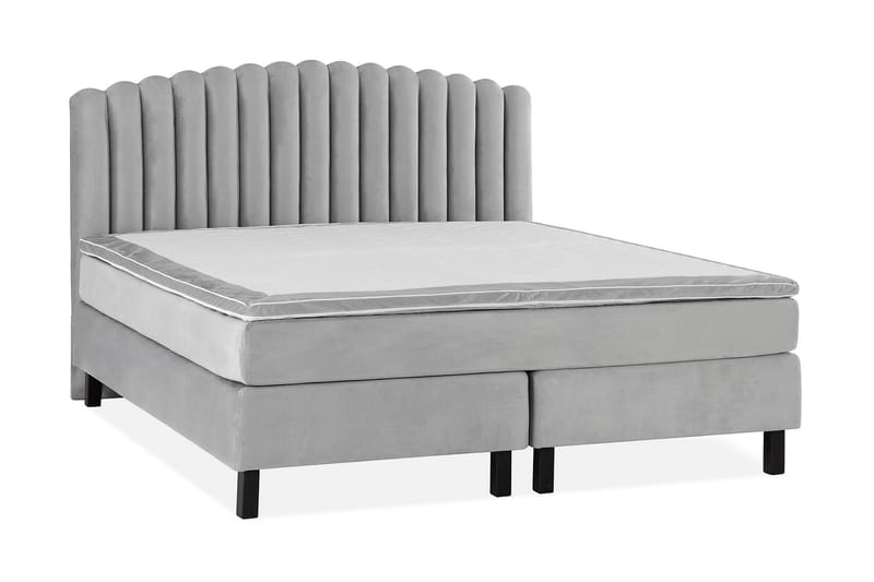 Princess Sengepakke – Kontinentalseng 160x200 cm med Sengegavl + Overmadrass - Grå - Møbler - Senger - Komplett sengepakke