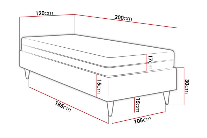 Adeliza Rammeseng 120x200 cm - Fløyel/Beige/Tre/Metall - Rammeseng