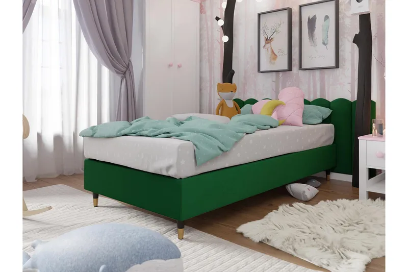 Adeliza Rammeseng 120x200 cm, Fløyel/Mørkegrønn/Tre/Metall