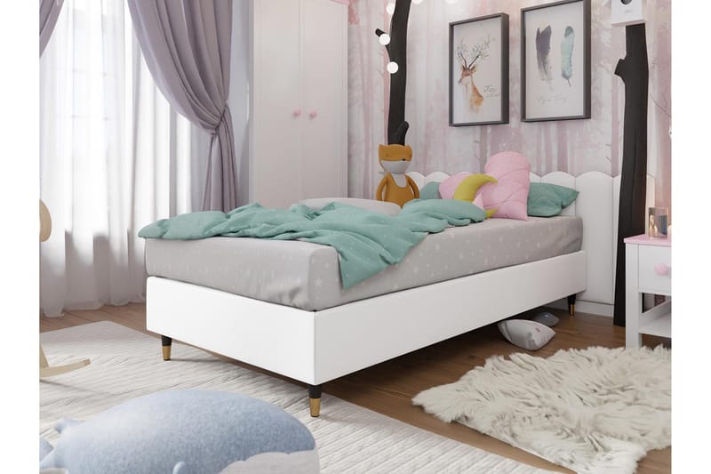 Adeliza Rammeseng 120x200 cm, Kunstlær/Hvit/Tre/Metall