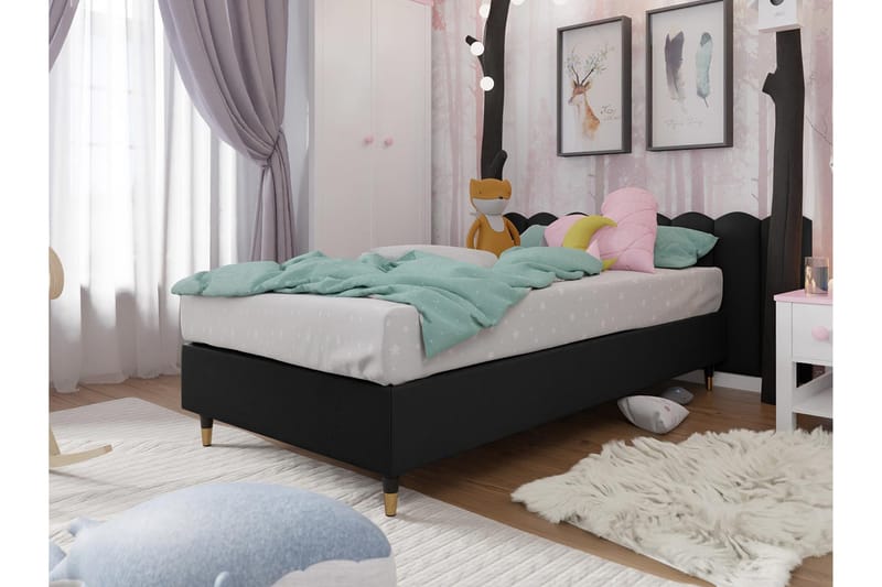 Adeliza Rammeseng 120x200 cm - Kunstlær/Svart/Tre/Metall - Møbler - Senger - Rammeseng