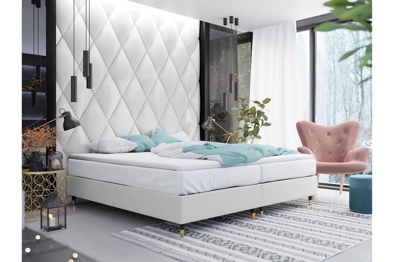 Adeliza Rammeseng 160x200 cm - Kunstlær/Hvit/Tre/Metall - Møbler - Senger - Rammeseng