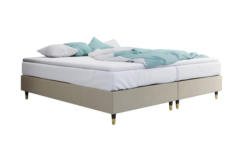 Adeliza Rammeseng 180x200 cm, Fløyel/Beige/Tre/Metall