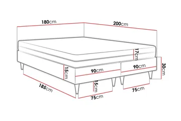 Adeliza Rammeseng 180x200 cm - Fløyel/Lyserønn/Tre/Metall - Møbler - Senger - Rammeseng