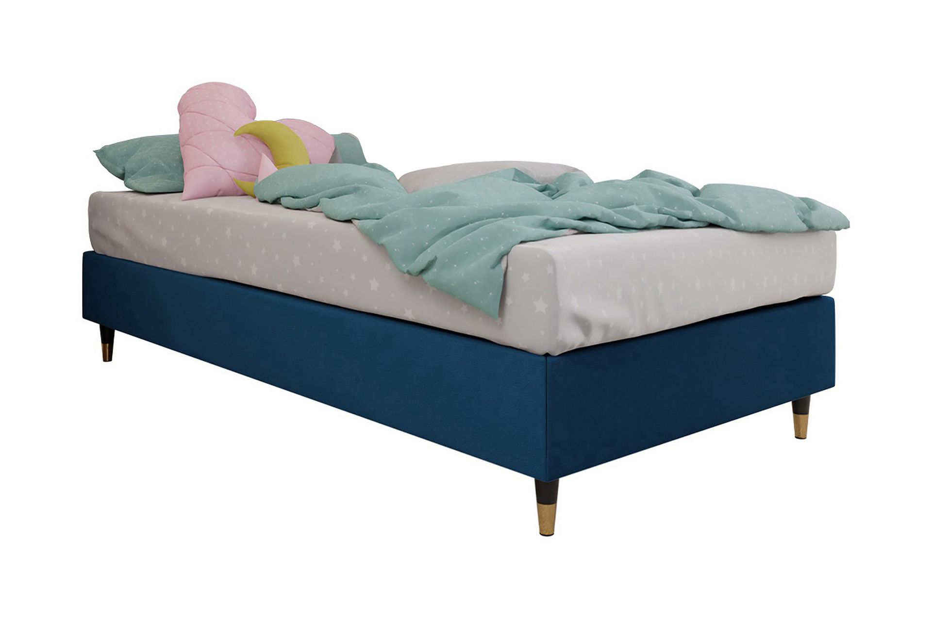 Adeliza Rammeseng 80x200 cm - Fløyel/Blå/Tre/Metall - Møbler - Senger - Rammeseng
