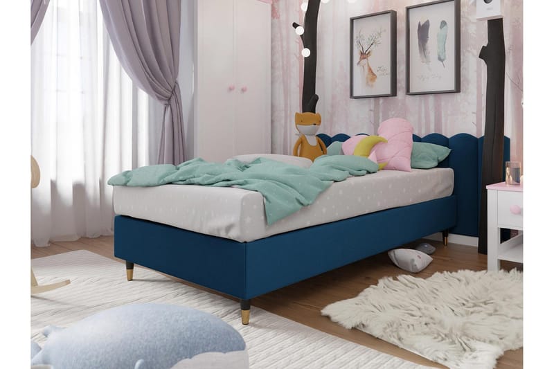 Adeliza Rammeseng 80x200 cm - Fløyel/Blå/Tre/Metall - Møbler - Senger - Rammeseng