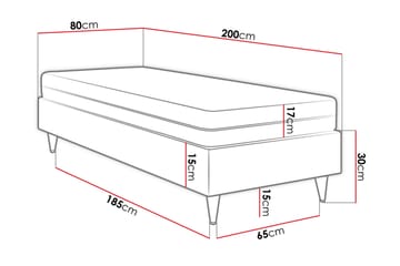 Adeliza Rammeseng 80x200 cm - Fløyel/Grå/Tre/Metall - Møbler - Senger - Rammeseng