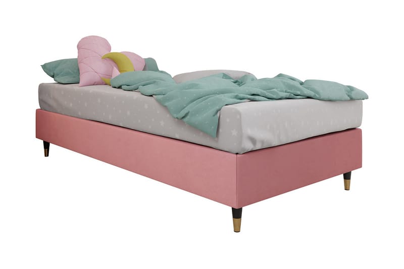 Adeliza Rammeseng 80x200 cm - Fløyel/Rosa/Tre/Metall - Møbler - Senger - Rammeseng
