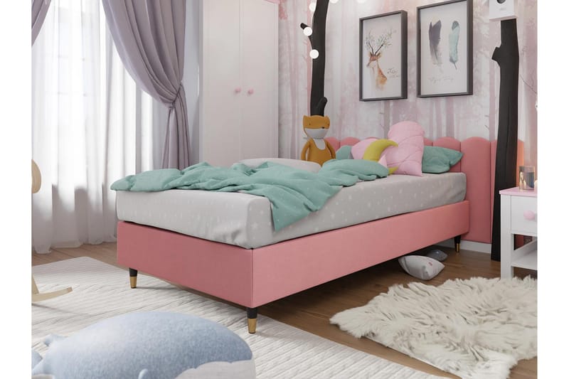 Adeliza Rammeseng 80x200 cm - Fløyel/Rosa/Tre/Metall - Møbler - Senger - Rammeseng
