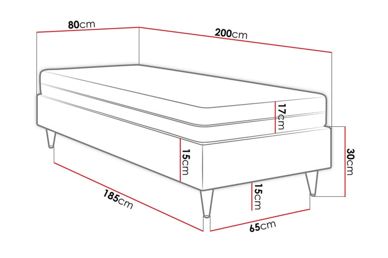 Adeliza Rammeseng 80x200 cm - Kunstlær/Hvit/Tre/Metall - Møbler - Senger - Rammeseng