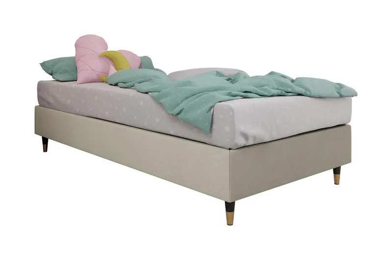 Adeliza Rammeseng 90x200 cm, Fløyel/Beige/Tre/Metall