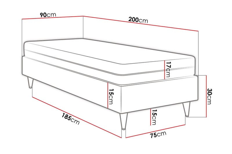 Adeliza Rammeseng 90x200 cm - Fløyel/Grå/Tre/Metall - Møbler - Senger - Rammeseng