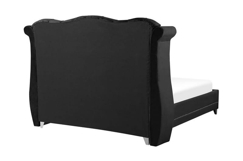 Dobbeltseng AYETTE 160 x 200 cm fløyel Svart - Svart - Møbler - Senger - Rammeseng