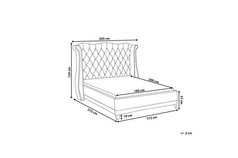 Dobbeltseng AYETTE 160 x 200 cm fløyel Svart - Svart - Møbler - Senger - Rammeseng