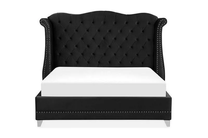 Dobbeltseng AYETTE 160 x 200 cm fløyel Svart - Svart - Møbler - Senger - Rammeseng