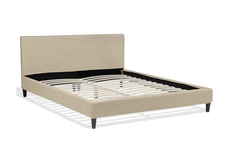 Fitou Sengeramme 160x200 cm i Stoff med Sengegavl - Beige - Møbler - Senger - Sengeramme & sengestamme