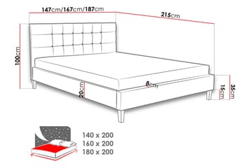 Gallardo Rammeseng 215x146x106 cm - Møbler - Senger - Rammeseng