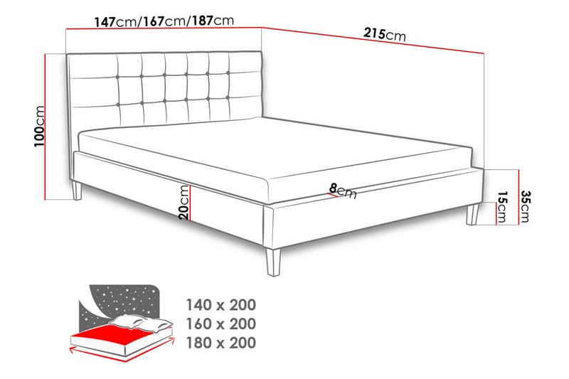 Gallardo Rammeseng 215x146x106 cm - Møbler - Senger - Rammeseng