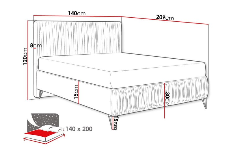 Gortin Rammeseng 140x200 cm - Beige - Møbler - Senger - Rammeseng