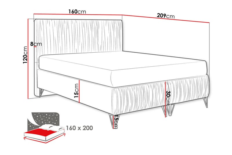 Gortin Rammeseng 160x200 cm - Oransje - Rammeseng