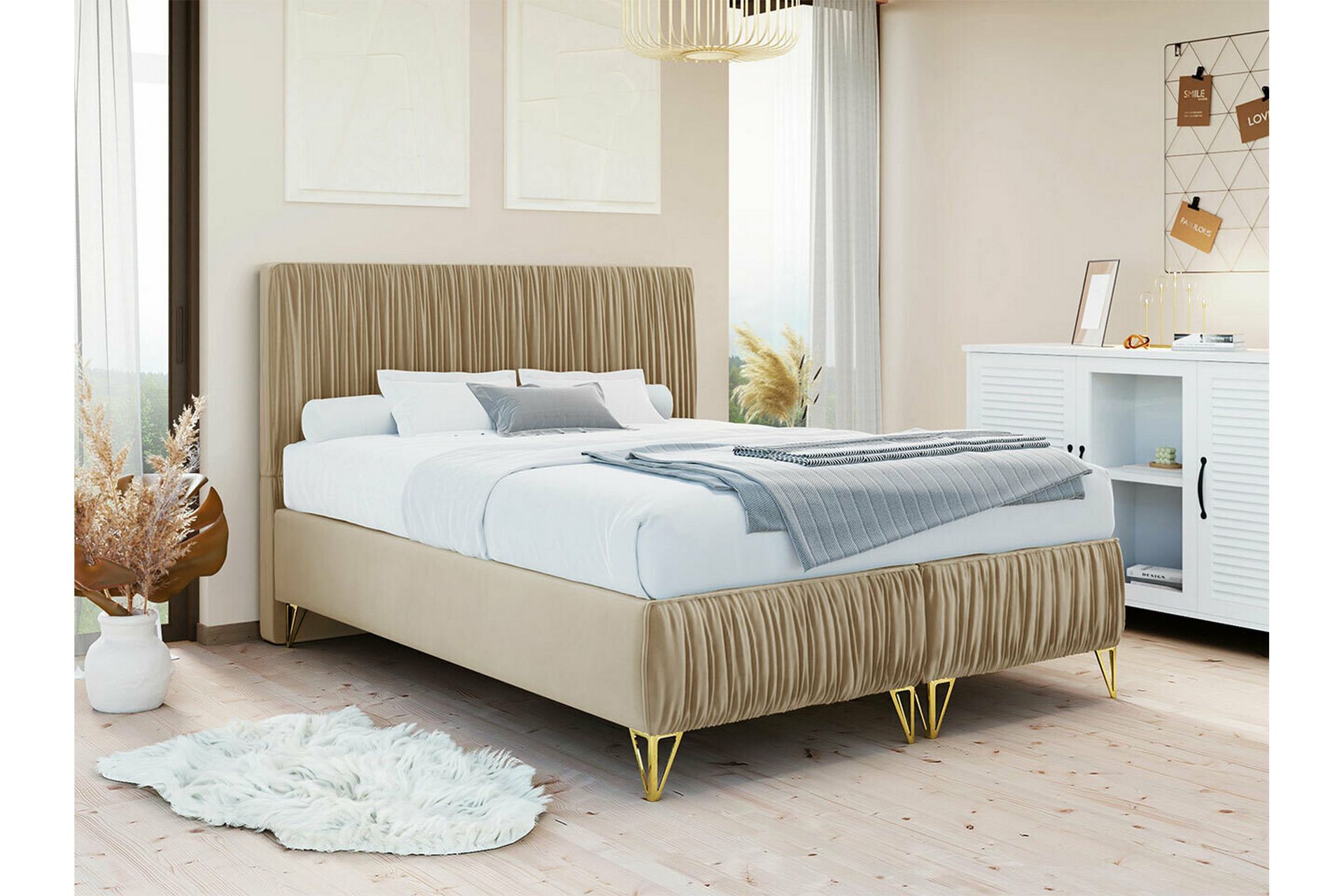 Gortin Rammeseng 180x200 cm - Beige - Møbler - Senger - Rammeseng