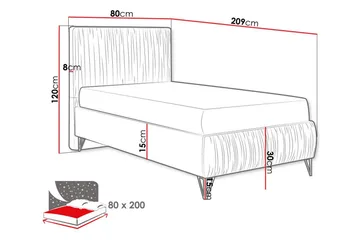 Gortin Rammeseng 80x200 cm - Møbler - Senger - Komplett sengepakke